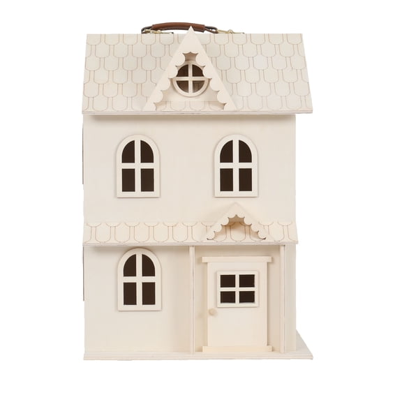 Make Market Dollhouse - Unfinished Two-Story Hinged Wood Craft Kit - Natural - 9" x 13" - 1-Pack