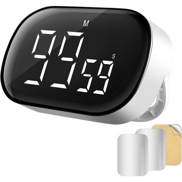 100 Minute Magnetic Kitchen Timer - Aquarbor Timer Include 3 Sticky Metal Sheets, Digital Visual Countdown Countup Timer Powered by 3 AAA Batteries, Easy for Cooking