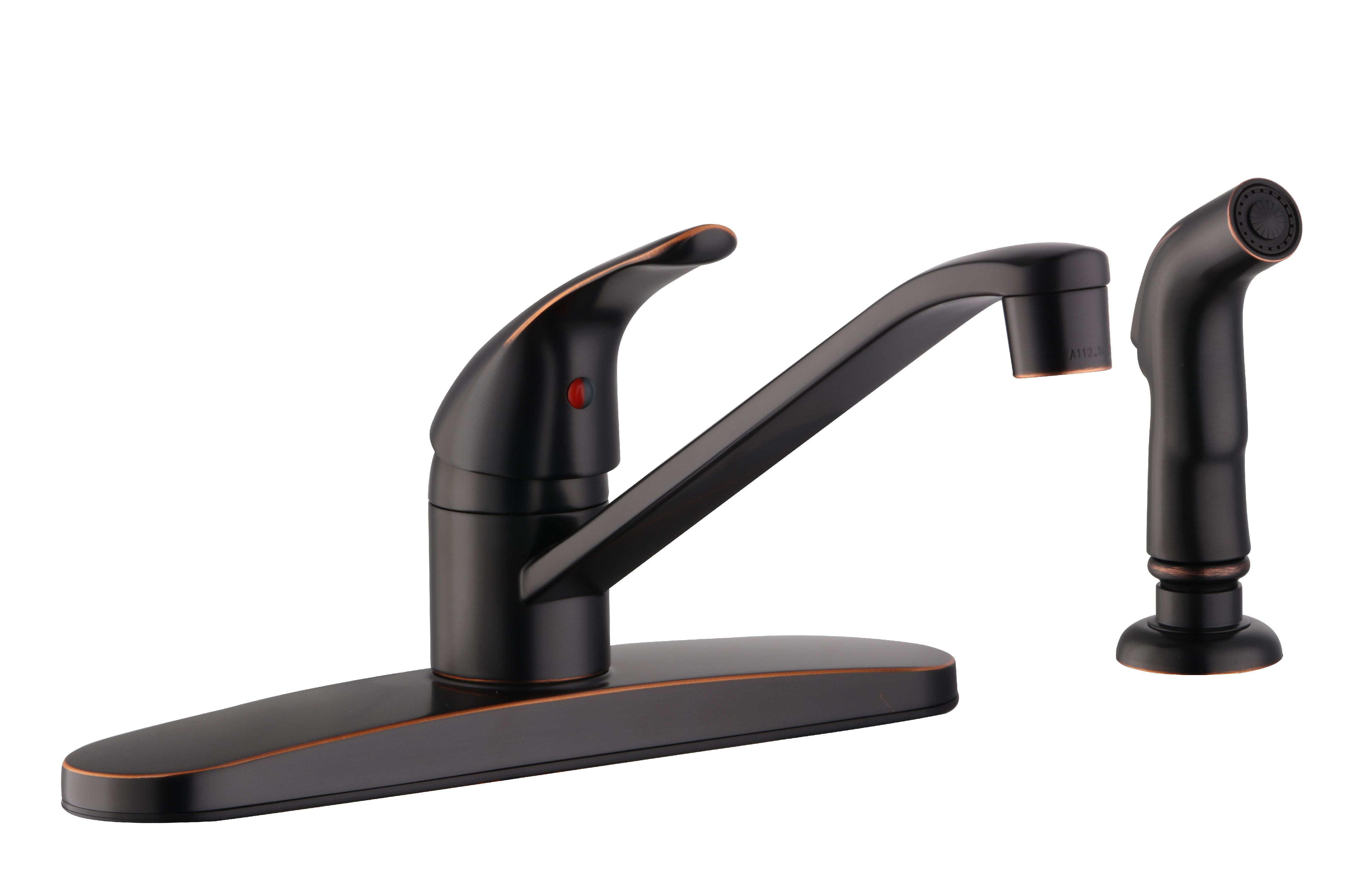 Oil rubbed bronze kitchen faucet with soap dispenser