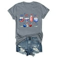 thumbnail image 4 of Women's Short Sleeve T-shirt Women'S Patriotic Graphic T-Shirt - 4Th Of July Firework Print Soft Breathable Daily Wear Top,Gray Women's Short sleeve T-shirt M, 4 of 4