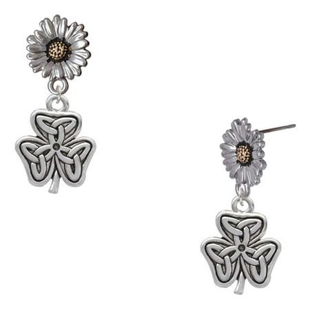 Delight Jewelry Silver-tone Shamrock with Celtic Knot – Two-tone Daisy Flower Post Earrings Delight Jewelry Silver-tone Shamrock with Celtic Knot – Two-tone Daisy Flower Post Earrings