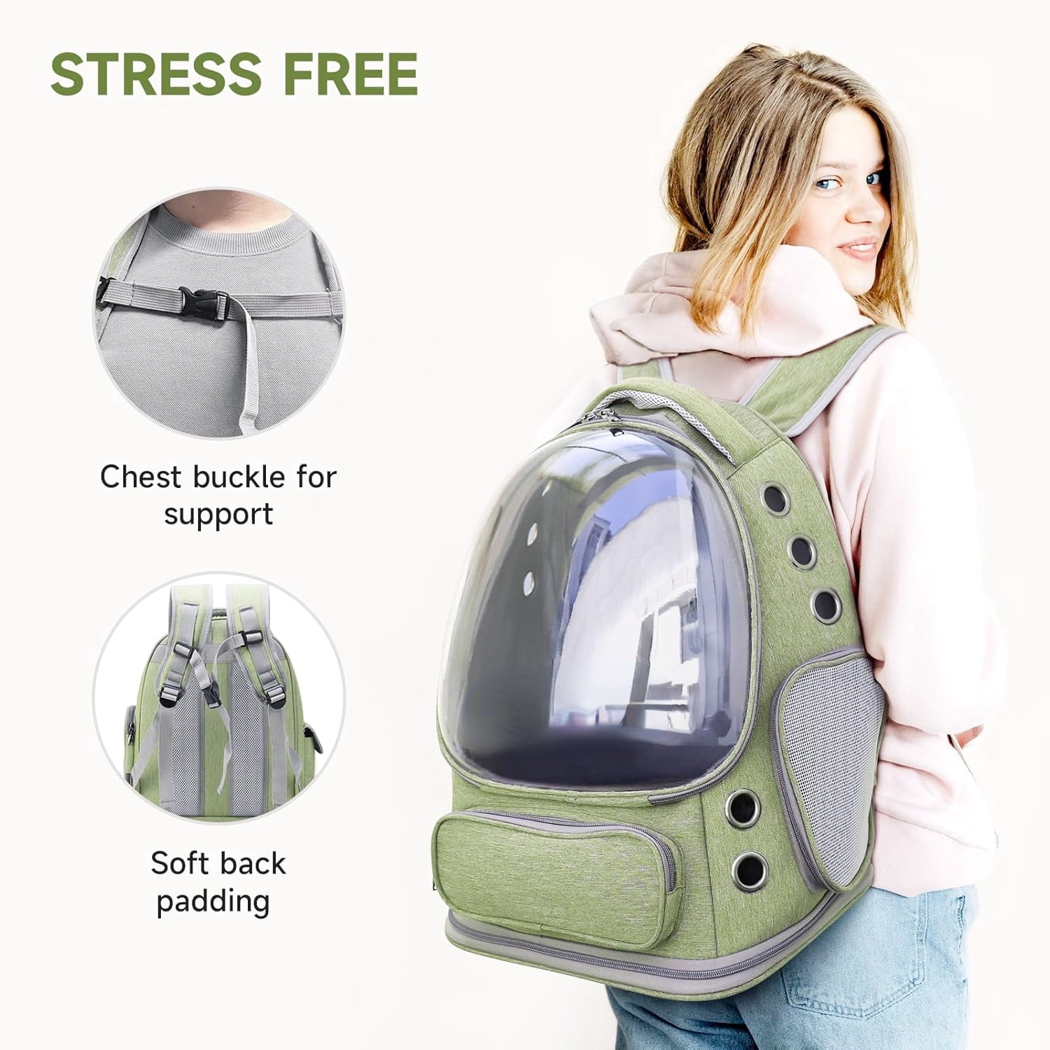 Comfortable Breathable Transparent Pet Backpack Carrier for Cats and Dogs