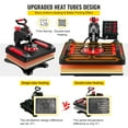 thumbnail image 4 of VEVOR Machine de Presse à Chaud 12 x 15 Pouces 8 en 1 Machine de Sublimation de Presse à Chaud Rotation à 360° Bascule vers l'Extérieur Machine d'Impression de Chemises 8 en 1 Chauffage à Double Tube pour T-Shirts Bricolage Casquette et Tasses Rouge, 4 of 9