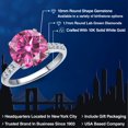 thumbnail image 2 of Gem Stone King 10K White Gold Pink Moissanite and Lab Grown Diamond Engagement Ring for Women | 3.63 Cttw | Round 10MM | Gemstone Birthstone | Size 8, 2 of 6