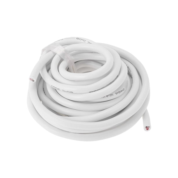 Cables eléctricos únicos para automóviles, cable de alimentación de 25 pies, blanco, TC, 1 pieza, 12AWG, 3 conductores, completamente aislado y con chaqueta de tacto suave, universal