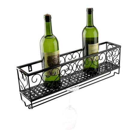 Walfront Wall Mount Metal Wine Rack Bottle Champagne Gl Holder Storage Bar Accessory With Shelf Walfront Wall Mount Metal Wine Rack Bottle Champagne Gl Holder Storage Bar Accessory With Shelf