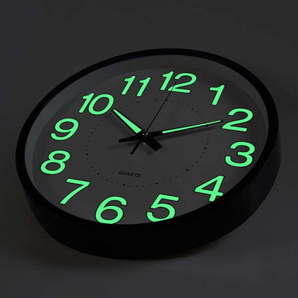 12'' Modern Large Luminous Quartz Wall Clock Non-ticking Glow In The Dark Silent 