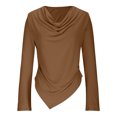 thumbnail image 6 of JGGSPWM Women's Long Sleeve Cowl Neck Shirts Slim Fit Going Out Y2k Tops Blouses Trendy Fall Outfits Fashion Clothes Brown L, 6 of 6