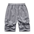 thumbnail image 4 of Men's Shorts with Elastic Waist Men's Pirnt Cotton Drawstring Elastic Button Zipper Shorts Workwear Outdoor Hiking Leisure Pants Breathable Skin-Friendly Mens Shorts Casual on Clearance, 4 of 5