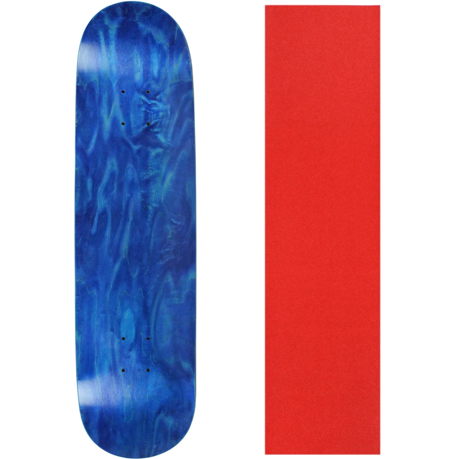Skateboard Deck Blank Stained Blue 8.25" Red Grip