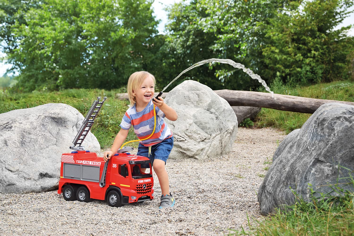 Giant RideOne Fire Truck Fire Ladder with Real Water Function and Action for Young Firefighters for KSMTOYS by Lena