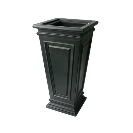 Algreen Covington Planter, Self-Watering Planter, Tall Square Taper, 27-In. Height by 14-In., Black