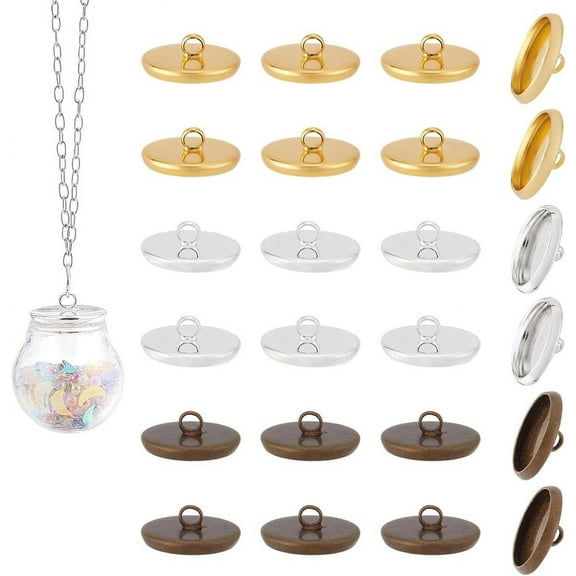 30PCS Bead Cap Pendant Bails 3 Colors Iron Clasp Bead Caps with Loop Bead Pendant Connector Findings for Globe Glass Cover Pendants Jewelry Necklace Bracelet Making