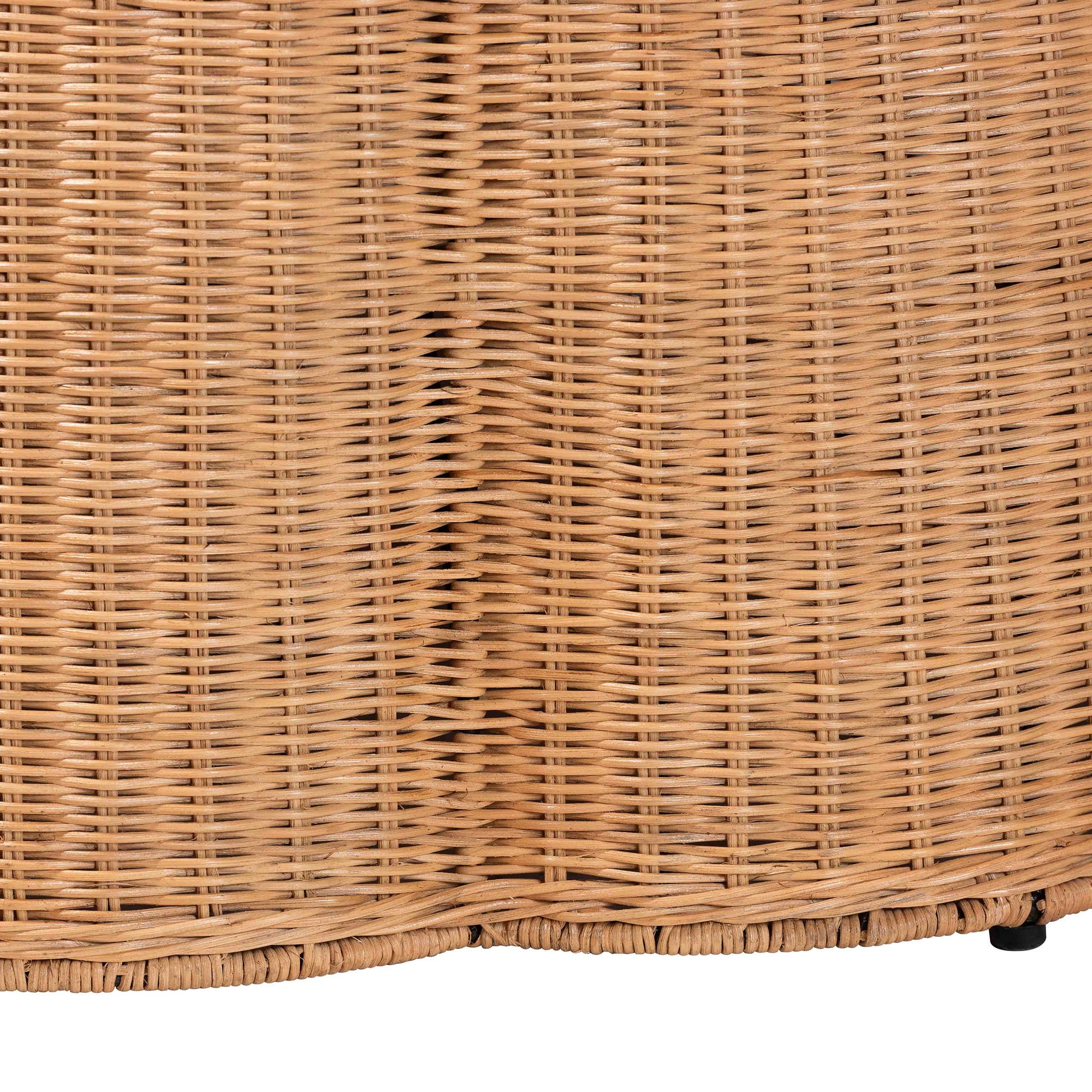 bali & pari Palm Boho Ottoman, 32"W, Round, Light Honey