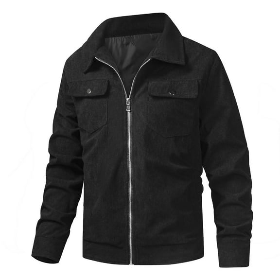 Rggeeun Mens Jacket Men's Casual Corduroy Jacket Slim Fit Lightweight Outdoor Everyday Wear Fall Winter Comfortable Stylish Coat Outwear Classic