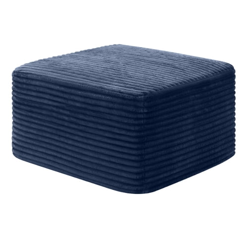 37.5" Square Corduroy Upholstered Ottoman – Soft Padded Footrest Stool, Stain-Resistant & Pet-Friendly, Multi-Functional Accent for Living Room Bedroom Decor, Blue