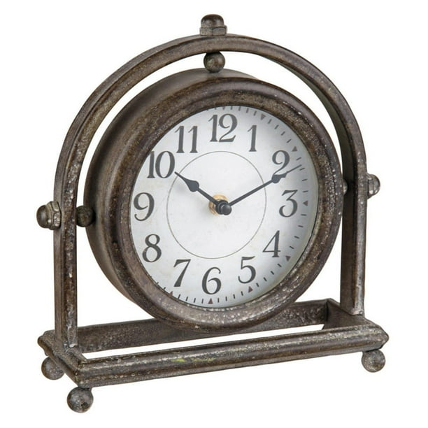 Foreside Home & Garden Round Rustic Metal Battery Operated Table Clock