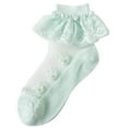 thumbnail image 2 of Rohuuque Girls Socks for Dancing : Solid Color Mesh Lace Cotton Breathable Princess Thin Socks 7 Years Green, 2 of 3