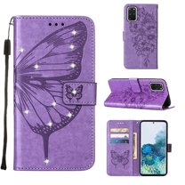 Dteck for Samsung Galaxy S20 Plus 6.7 Inch Wallet Case,Luxury PU Leather Shockproof Protective Shining Diamond Card Slots Holder Flip Case with Kickstand Magnetic Clasp Bracket Phone Cover,Lightpurple