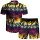 thumbnail image 5 of Conjunto casual de blusa y pantalones de playa de manga corta con estampado de botones para hombre Pompotops  oipoqjl36225, 5 of 5