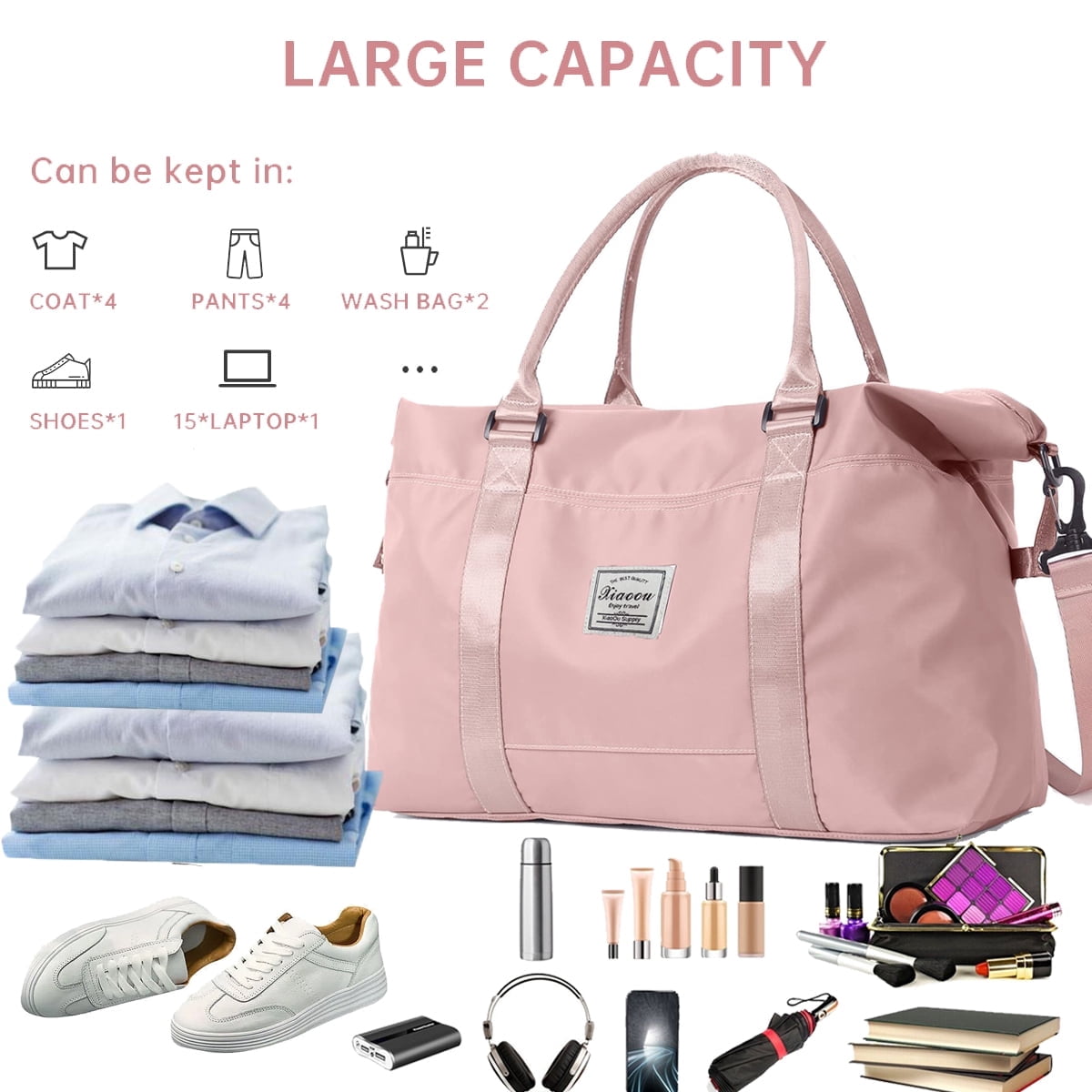 MecTo Travel Duffle Bag Waterproof Weekender School Bag Carry on Tote Bags Overnight Gym Hospital Bag