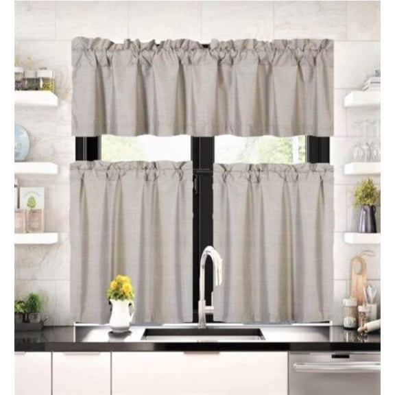 Floral#7 2Pc Gray Chain Blackout Lined Grommet Window Curtain Treatment Set, Two (2) Printed Room Darkening Panels 37"W X 84"L Each