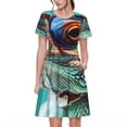 thumbnail image 1 of Fotbe Stylish Sunglasses Iguana Vestido Largo de Moda para Mujer, Vestido Tipo Camiseta con Manga Corta y Estilo Casual a Rayas y Bloques de Color, 1 of 6
