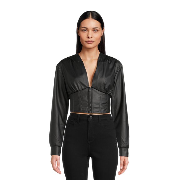 Love by Design Women's Juniors City Walk Long Sleeve Corset Crop Top