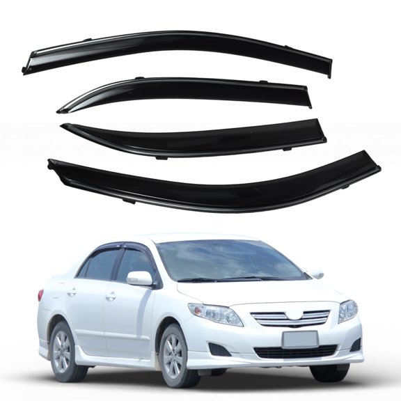 Unique Bargains Window Deflectors Side Window Vent Visors for Toyota Corolla 2003 Black Rain Guards Sun Visors Wind Vent Visors Window Vent Shades