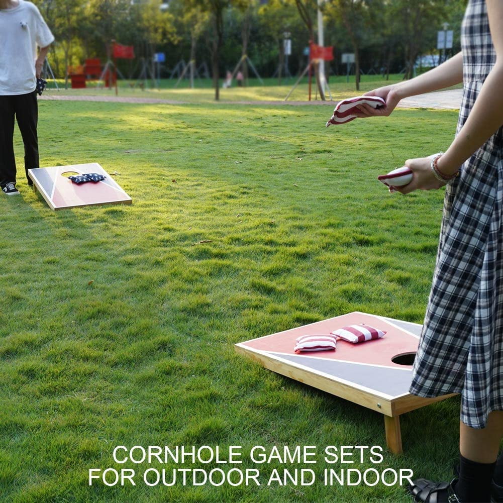 Wakefa Cornhole Set, 3'x 2'Corn Hole Boards Set, Solid Wood Cornhole Game Outdoor Set, Corn Holes Outdoor Game, Corn Hole Sets with Bags Regulation Size, Perfect for Lawn, Backyard, Beach, Park