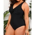 thumbnail image 2 of GFDYREE Women Plus Size One Piece Swimsuits V Neck Tummy Control Bathing Suits Front Cross Swimwear, 2 of 7