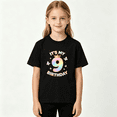 thumbnail image 2 of 9th Birthday Rainbow Crown Girls Graphic Tee, Cute Magic Party 100% Cotton Kids Short Sleeve T-Shirt, 2 of 5