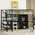 thumbnail image 2 of MODERNLUXE Full Size Metal Loft Bed with Desk and Drawers, Storage Staircase and Wardrobe, Black, 2 of 16