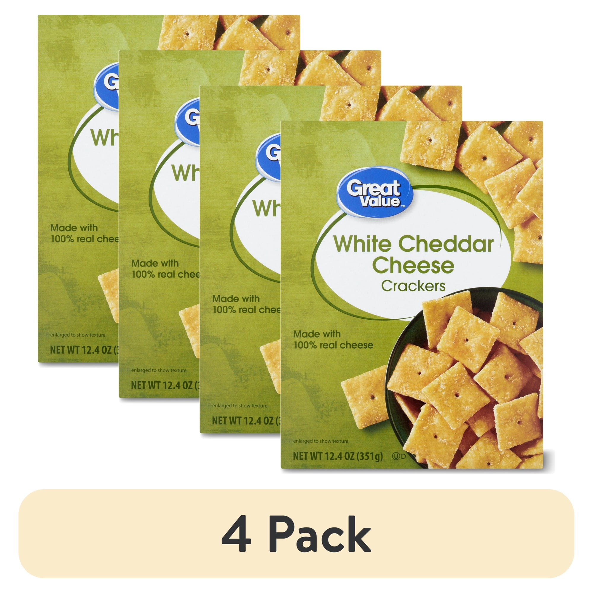 (4 pack) Great Value White Cheddar Cheese Crackers, 12.4 oz