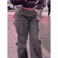 thumbnail image 4 of Women Boyfriend‑Style Y2K Denim Jeans, Multi‑Pocket Button‑Front Solid‑Color Long Casual Work Trousers, Simple Commuter Daily Pants, 4 of 9