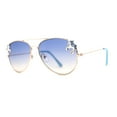 thumbnail image 2 of Girls Metal Unicorn Charm Tear Drop Officer Style Sunglasses Gold Blue, 2 of 4