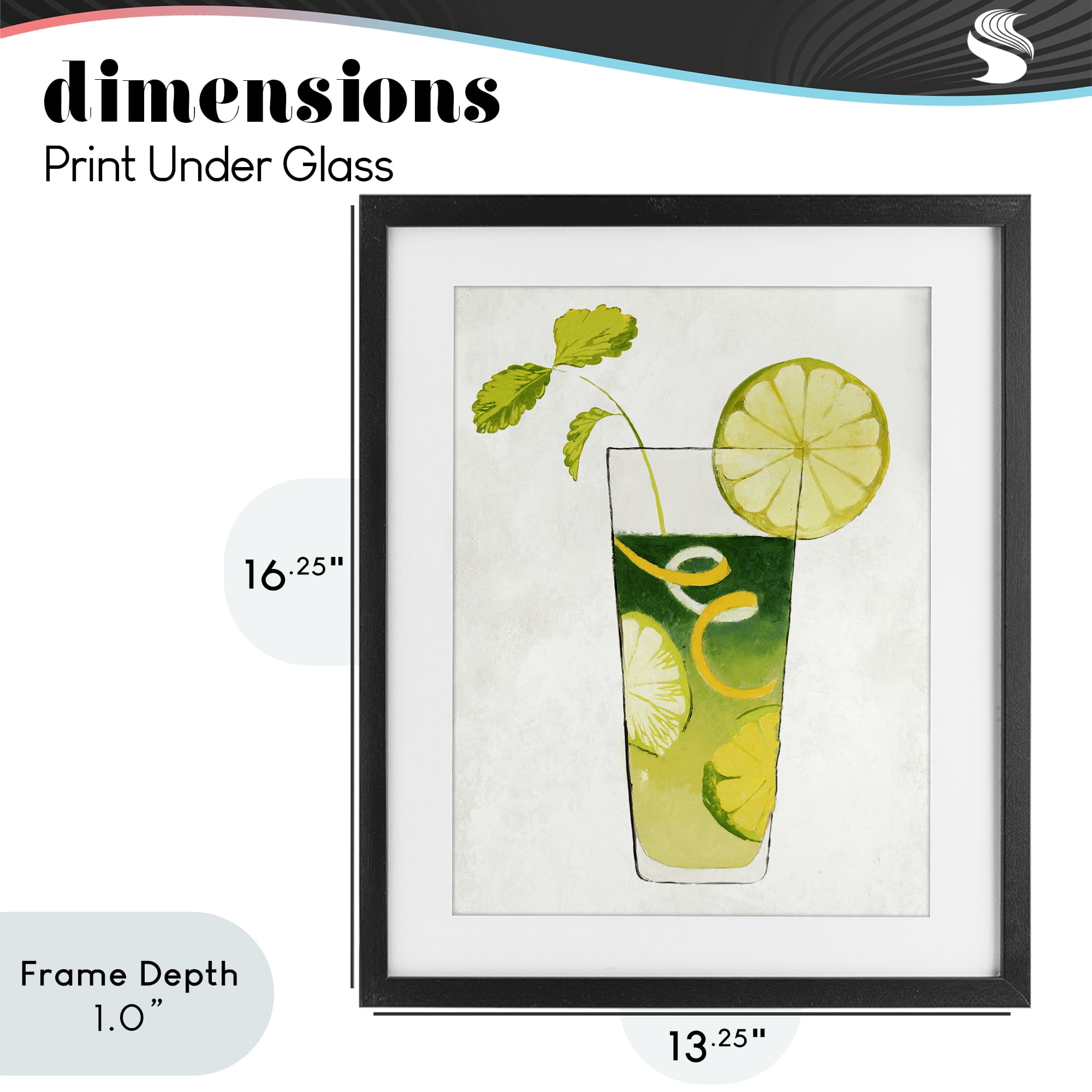 Stupell Industries Summer Cocktail Lime Mint Black Framed Print Under Glass, design by Lorenzo Collective