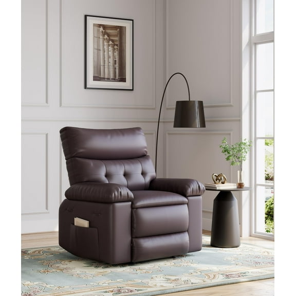 Oversized Recliner Chair - PU Leather Large Manual Recliner for Adults,Living Room Single Sofa Recliners,Comfort Lazy Chair with 1.5X Sponge Filling and Easy Recline Mechanism for Relaxation