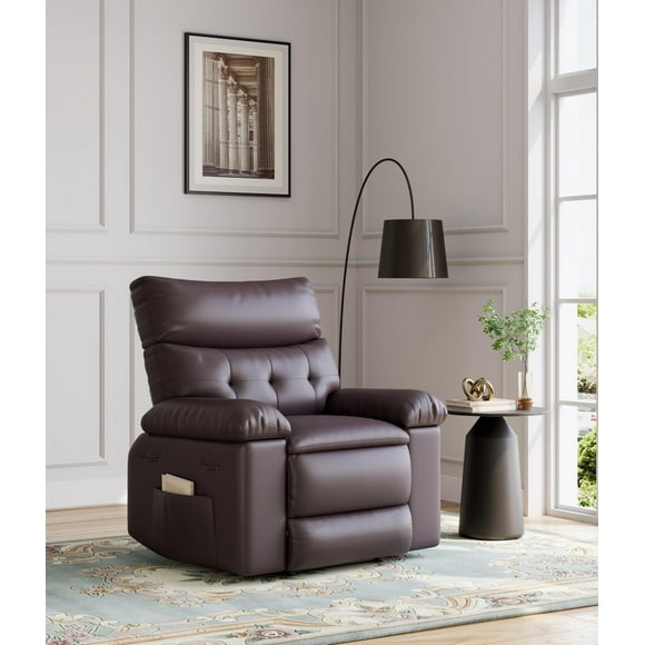 Oversized Recliner Chair, Manual Recliner Chairs for Adults, PU Leather Small Recliner Chair for Small Space, RV, 90° - 150° Adjustable, Lazy Boy Single Sofa Chairs