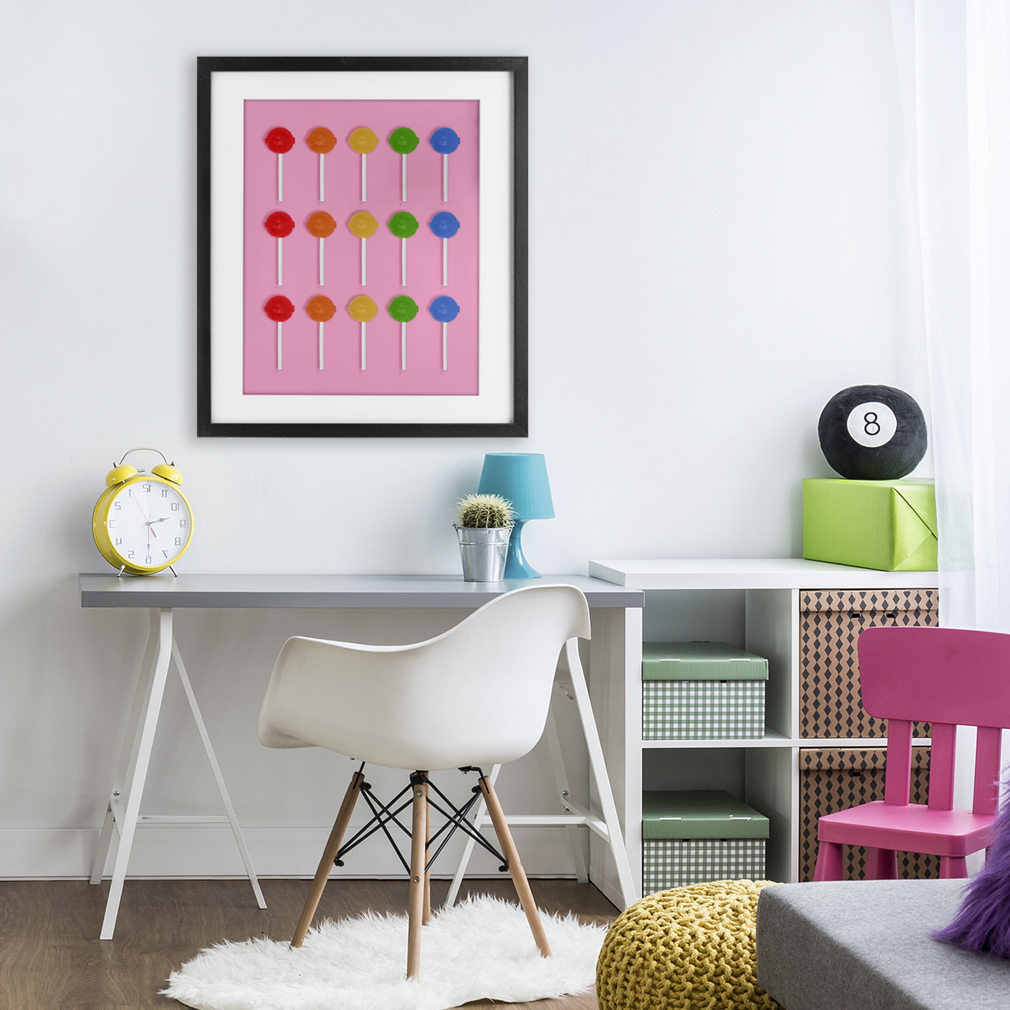 Stupell Industries Colorful Lollipop Grid Black Framed Print Under Glass, design by LISH Creative
