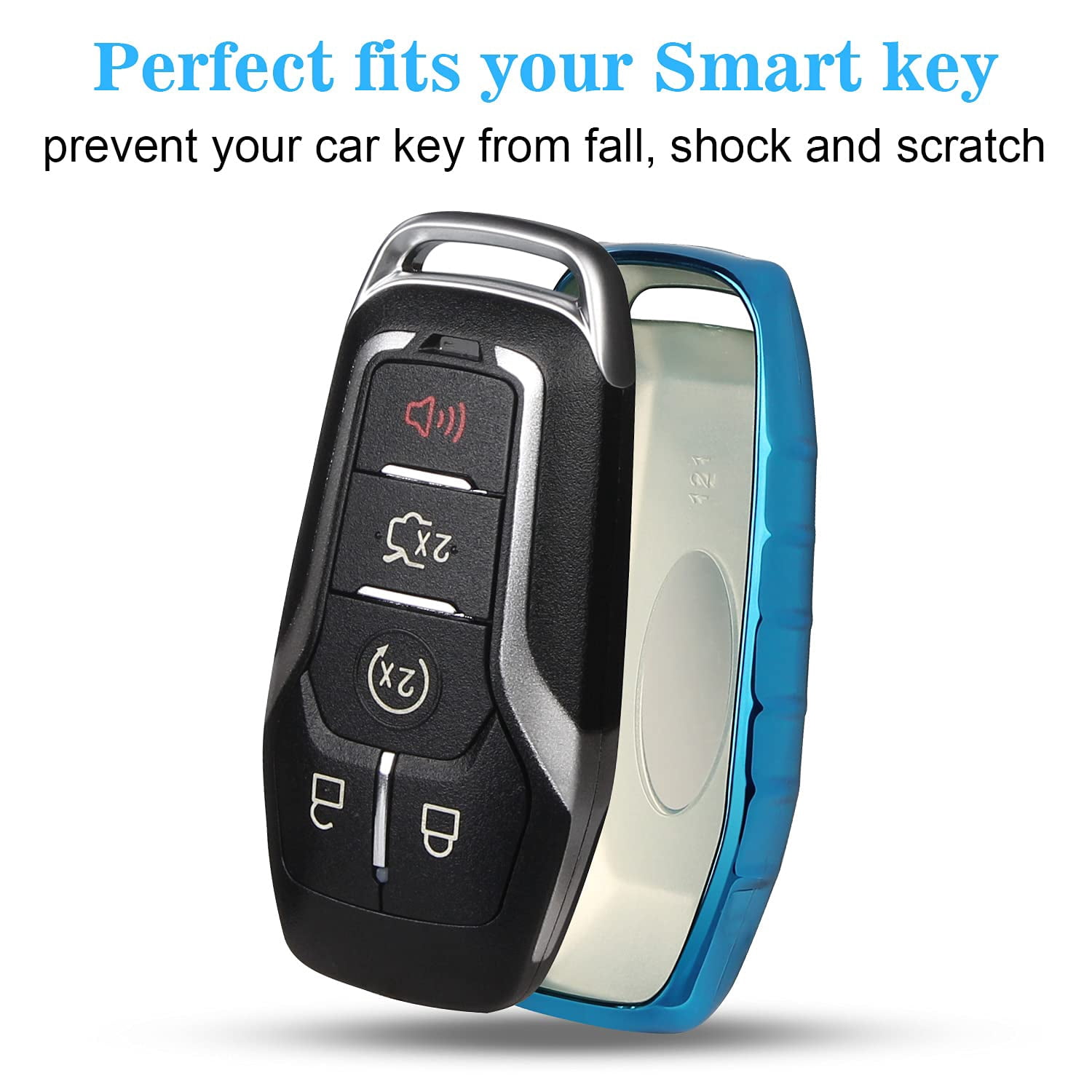 for Ford Key fob Cover,TPU Car Key Case Protector with Keychain Compatible with Ford Fusion F-150 Edge Explorer Mustang Lincoln MKZ MKC 2/3/4/5 Buttons Smart Key