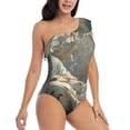 thumbnail image 3 of Honeii Forest Meditating White Tiger for women's one-piece swimsuit featuring a chic one-shoulder design experience elegance and style in the water-Small, 3 of 6