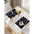 thumbnail image 5 of Blue Geometric Placemats Set of 4, Contemporary White Abstract Lines Black Placemats for Dining Table, Place Mats for Kitchen Tabletop, Waterproof Wipeable Dining Table Mats Set, 5 of 9