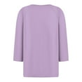 thumbnail image 4 of DENGDENG 3/4 Sleeve Cotton T Shirts for Women Button Down Summer Tops Henley Neck Elbow Sleeve Casual Tunic Tops Three Quarter Length Blouse Loose Fashion 2025 Clothes Light Purple L, 4 of 5