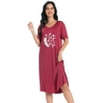 thumbnail image 6 of FEREMO Nightgowns for Women V Neck Short Sleeve Sleepshirt Printed Soft Sleepwear, 6 of 6