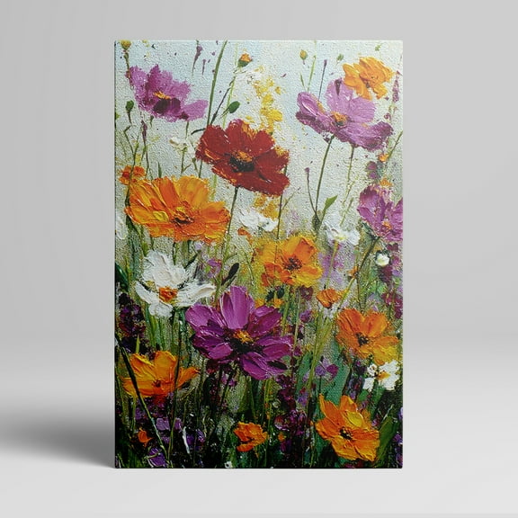 1pc Vibrant Wildflower Field Oil - Painted Canvas Art, framed Decor room hanging Wall Picture Decor for Home Gifts, living room, bathroom, bedroom, kitchen wall art decor canvas wall art