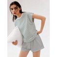 thumbnail image 5 of Firvespy Women's 2 Piece Striped Matching Set Relaxed Fit T-Shirt and Shorts Summer Casual Outfit, 5 of 5