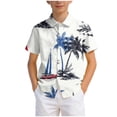 thumbnail image 6 of Ulanda Boys Hawaiian Shirt Short Sleeve Button Down Shirt Casual Floral Tropical Beach Shirts 6-14 Years (White, 9-10 Years), 6 of 7