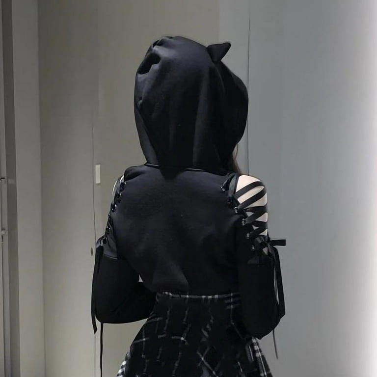 Long Sleeve Hooded Tunic Tops for Women Women's Pullover Long Sleeve Hooded  Sweatshirt Cute Gothic Cat Ears Hoodie Blouse Long Sleeve Hooded Drawstring  Tops Sweatshirt Printed Pullover Plush Hooded - Walmart.com