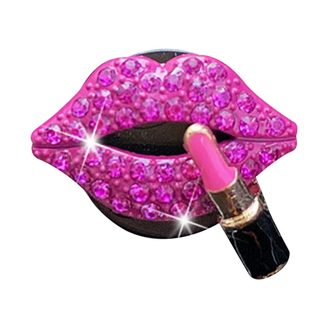 CEHVOM Car Charm Air Clips, Sexy Crystal Lips Car Interior Accessories, Rhinestone Diamond Lipstick Car Bling Decorations Clearance